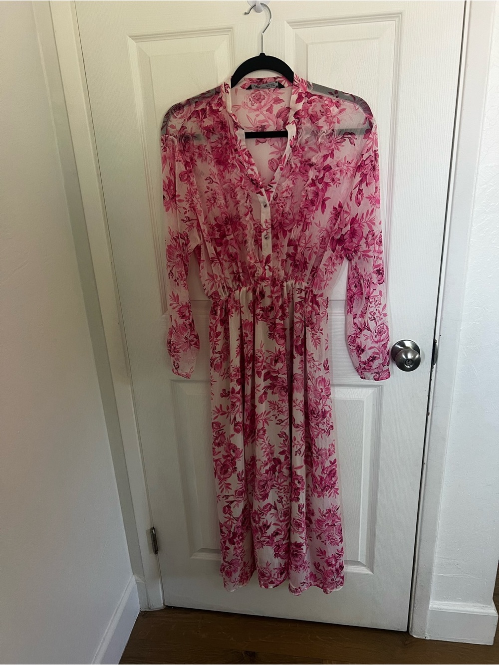 Zara Pink Floral Sheer Maxi Dress